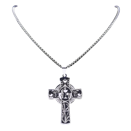 Stainless Steel Halo Cross Necklace