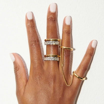 Double Layer Chain Tassel Ring