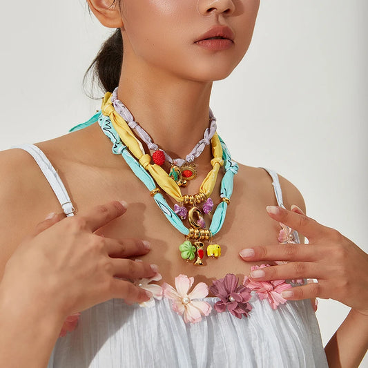 Colorful Silk Scarf Necklace