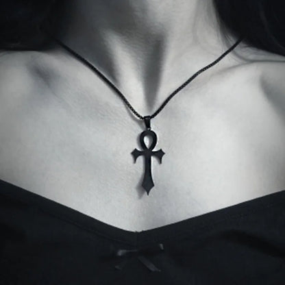Black Ankh Amulet Necklace