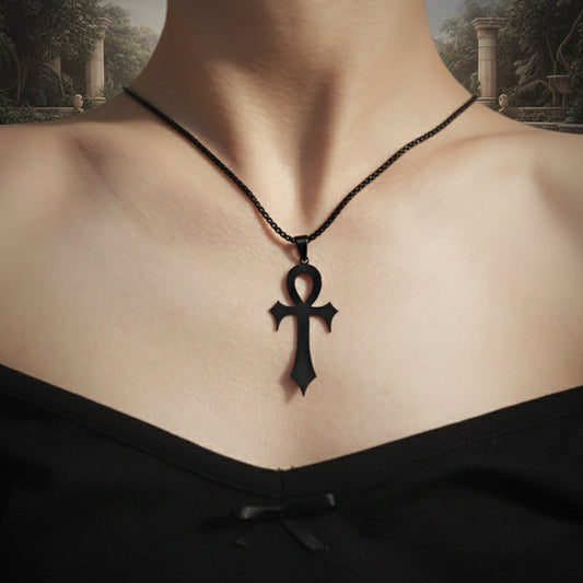 Schwarze Ankh-Amulett-Halskette