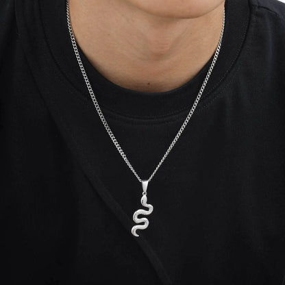 Snake Pendant Cuban Chain Necklace