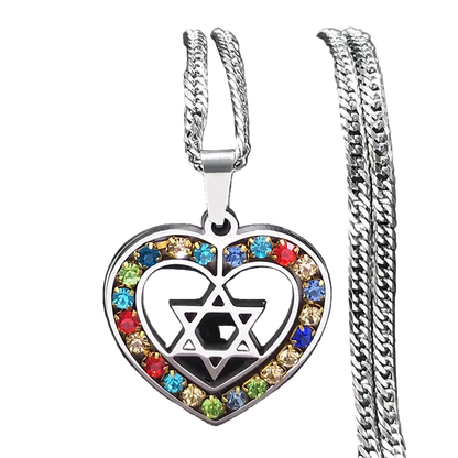 Star of David Heart Pendant Necklace