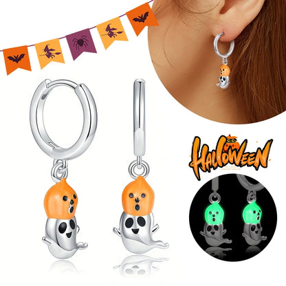 Spooky Charm Sterling Silver Hoop Earrings