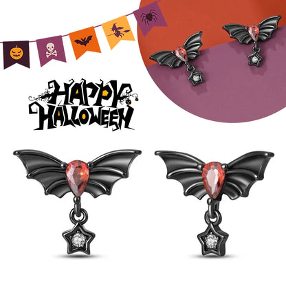 Spooky Charm Sterling Silver Hoop Earrings