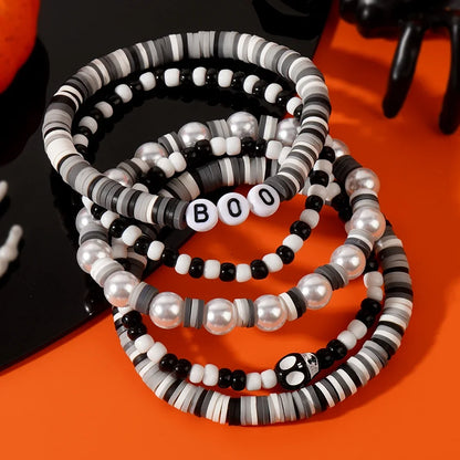 Gothic Beaded Bracelet Stack (5-Piece Set)