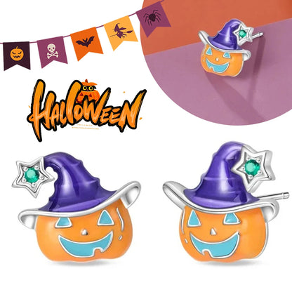 Spooky Charm Sterling Silver Hoop Earrings