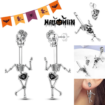Spooky Charm Sterling Silver Hoop Earrings