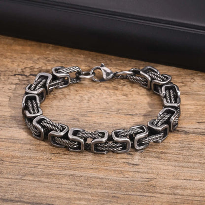 8mm Retro Grey Byzantine Chain Bracelet