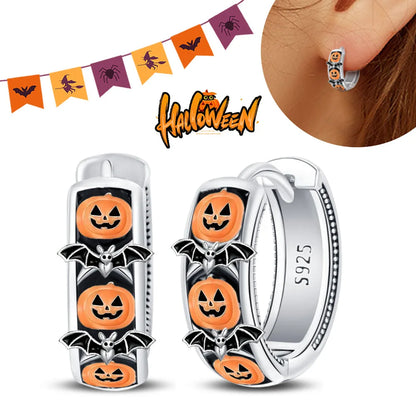 Spooky Charm Sterling Silver Hoop Earrings