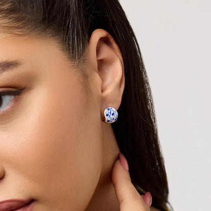 Enamel Flower Hoop Earrings
