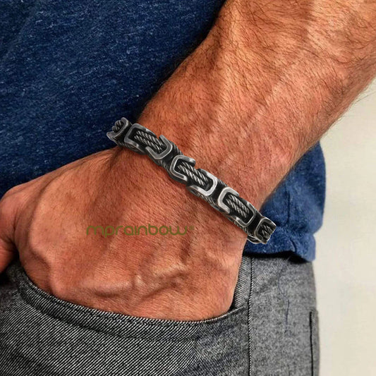 8mm Retro Grey Byzantine Chain Bracelet