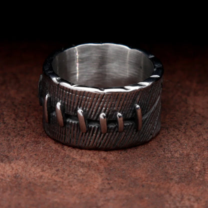 Gothic Suture Stitch Steel Ring