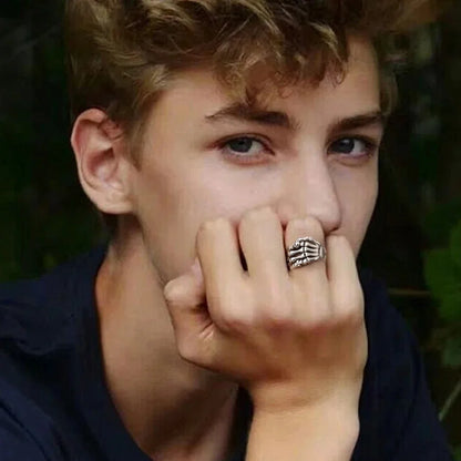Sterling Silver Gothic Skeleton Hand Ring