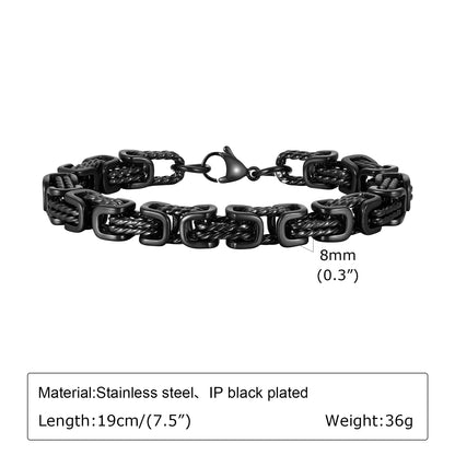 8mm Retro Grey Byzantine Chain Bracelet