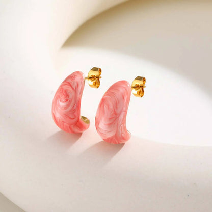Bunte C-förmige Ohrstecker aus Acryl