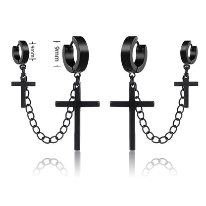 Gothic Dagger & Cross Hoop Earrings