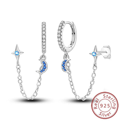 Star & Moon Hoop Earrings