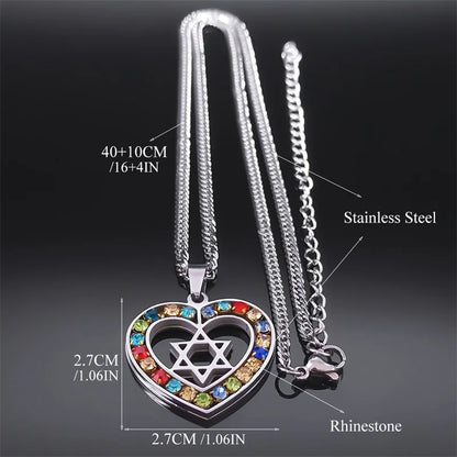 Star of David Heart Pendant Necklace