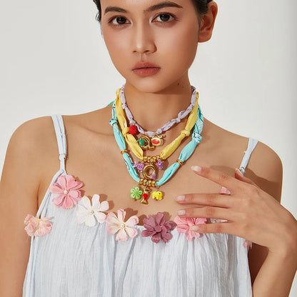 Colorful Silk Scarf Necklace