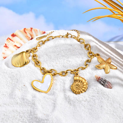 Boho Chic Conch Shell Charm Bracelet
