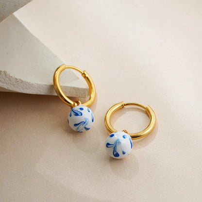Enamel Flower Hoop Earrings