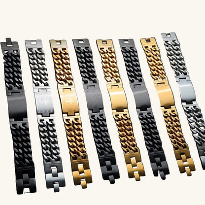 Men's Heavyweight Cuban Link Cross Bracelet