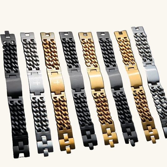 Men's Heavyweight Cuban Link Cross Bracelet