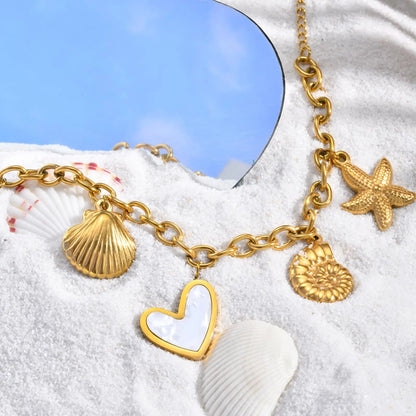 Boho Chic Conch Shell Charm Bracelet