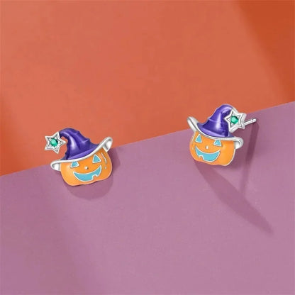 Spooky Charm Sterling Silver Hoop Earrings