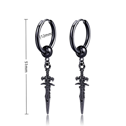 Gothic Dagger & Cross Hoop Earrings