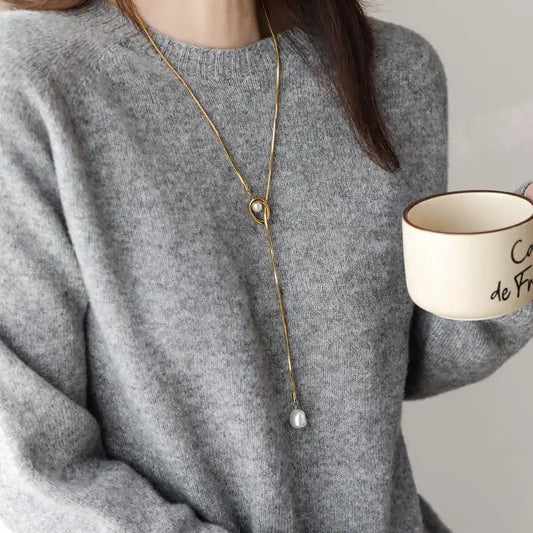 Baroque Pearl Pendant Long Necklace