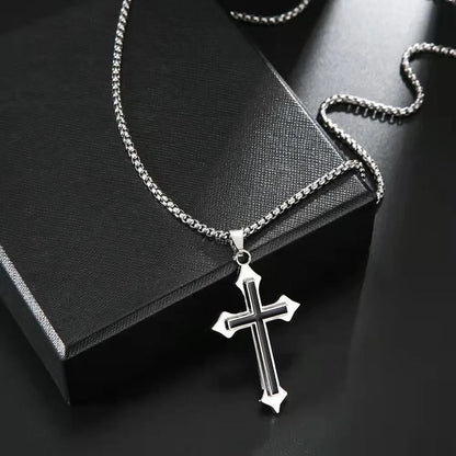 Stainless Steel Outline Cross Pendant