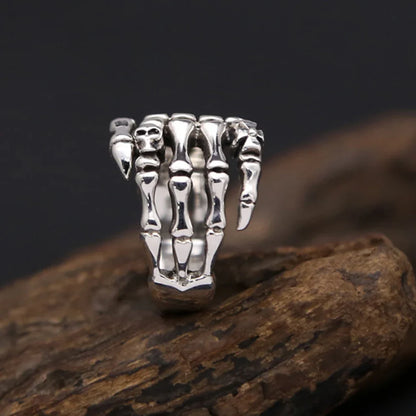 Sterling Silver Gothic Skeleton Hand Ring