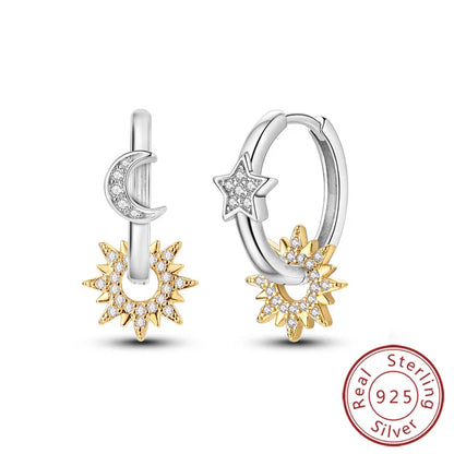 Star & Moon Hoop Earrings