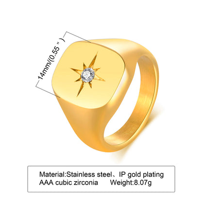 Sparkling Pave Zircon Signet Ring