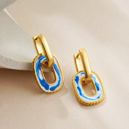 Enamel Flower Hoop Earrings