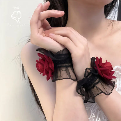 Gothic Rose Lace Wrist Cuffs
