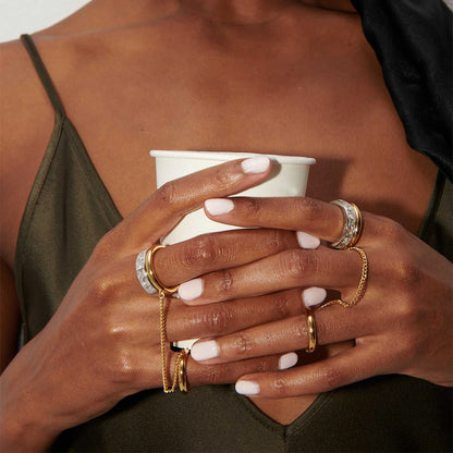 Double Layer Chain Tassel Ring