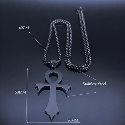 Black Ankh Amulet Necklace