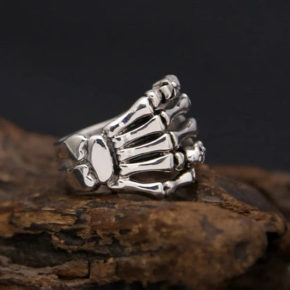 Sterling Silver Gothic Skeleton Hand Ring