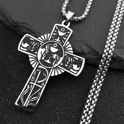 Stainless Steel Halo Cross Necklace