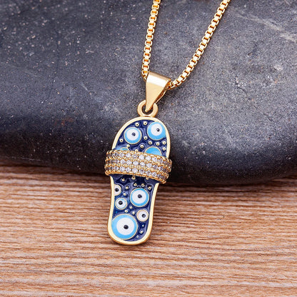 Enamel Slipper Necklace