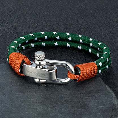 Nautical Rope & Steel Shackle Bracelet