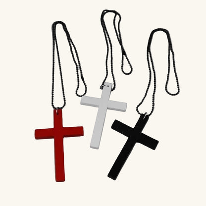 Gothic Wood Cross Choker Necklace