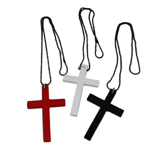 Gothic Wood Cross Choker Necklace