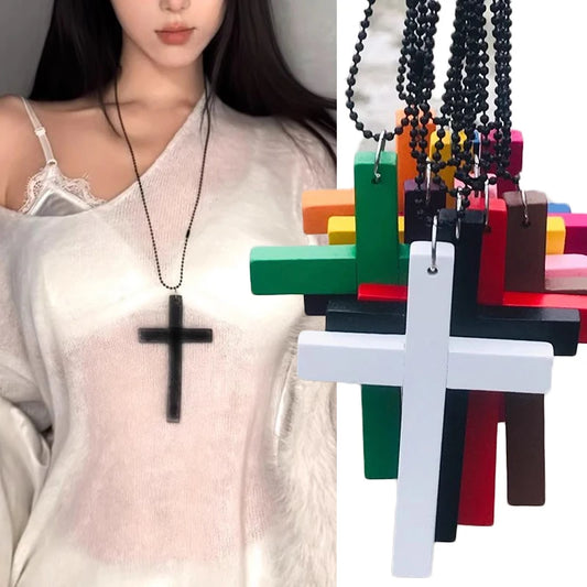 Gothic Holz Kreuz Choker Halskette