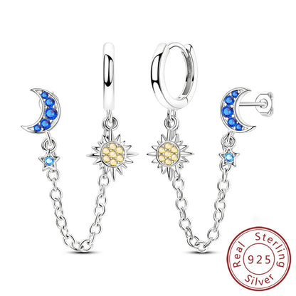 Star & Moon Hoop Earrings