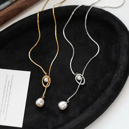 Baroque Pearl Pendant Long Necklace