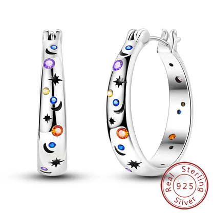 Star & Moon Hoop Earrings